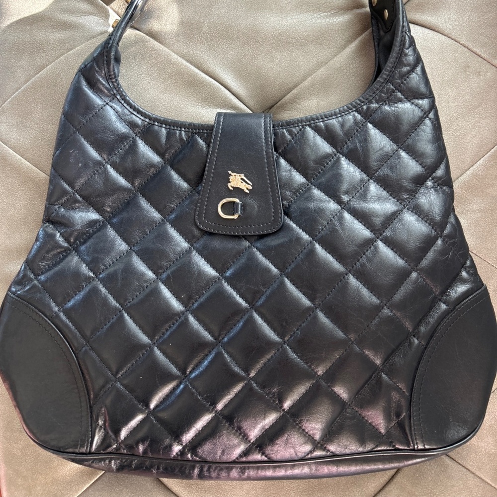 Burberry Black Hobo “Brooke” Bag/Purse Quilted design Shoulder Bag